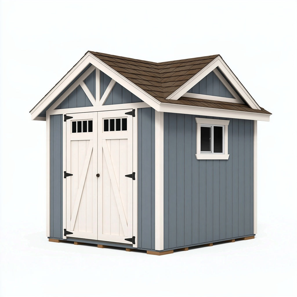 Gartenhaus 300 x 240 x 260 cm aus Holz Blau Weiß mit Doppeltür