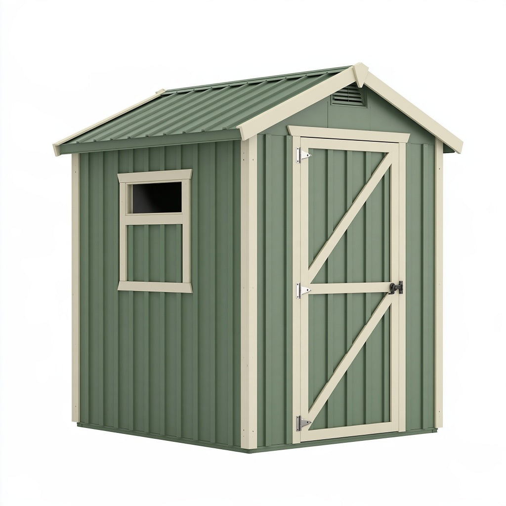 Metallgerätehaus 180 x 120 x 200 cm Grün Creme für Garten mit Satteldach