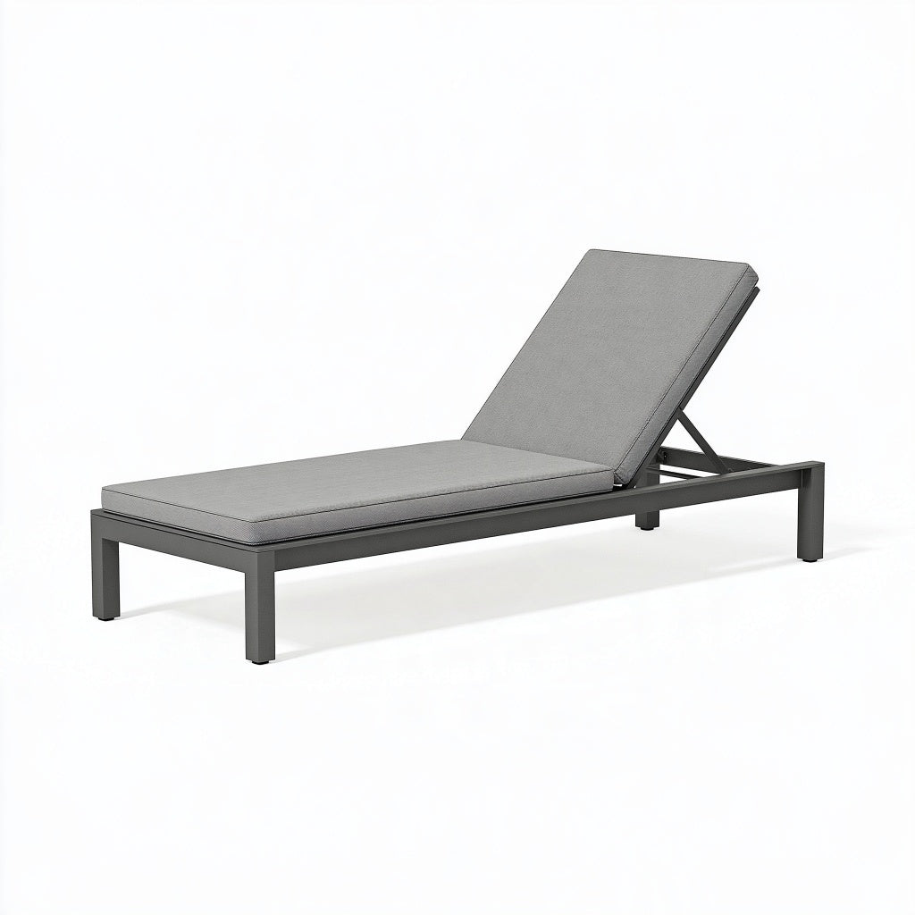 Sonnenliege 200 x 65 x 88 cm aus Metall Grau für Garten mit verstellbarer Rückenlehne