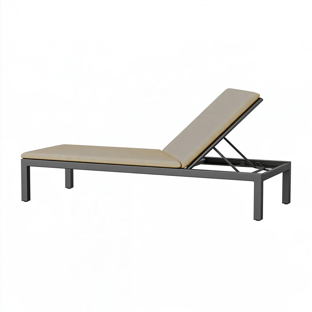 Sonnenliege 200 x 70 cm mit Metallgestell Beige Schwarz verstellbar