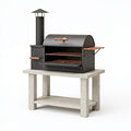 Holzkohlegrill 120 x 65 x 155 cm aus Stahl Schwarz mit Kamin und Grillrost