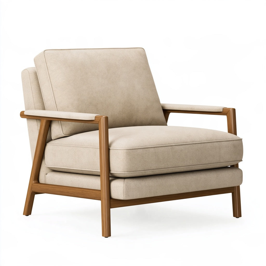 Sessel 78 x 82 x 86 cm mit Textilbezug in Beige und Holzgestell im modernen Stil