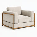 Sessel 100x90x82 cm Beige Textil mit Holzgestell moderner Loungesessel