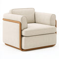 Sessel 100 x 90 x 78 cm Creme Textilbezug Holzrahmen moderner Wohnzimmerstuhl