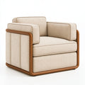 Sessel 95 x 90 x 82 cm Beige Braun Textilbezug Kunstlederrahmen Modern gepolstert