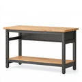 Werkbank 160 x 60 x 90 cm Holz Metall Schwarz Natur mit Lochwand und Ablage