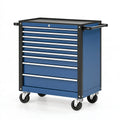 Werkzeugwagen 77 x 46 x 97 cm aus Stahl Blau Schwarz mit 9 Schubladen und Rollen