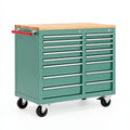 Werkstattwagen 112 x 46 x 97 cm Stahl Grün mit Holzarbeitsplatte mobiler Industrie Stil