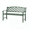 Gartenbank 120 x 60 x 90 cm aus Metall in Dunkelgrün mit Gitterrückenlehne